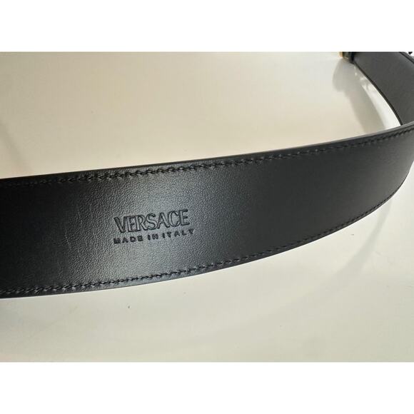 Versace Gold Medusa-Buckle Black Leather Belt 120 (48) Italy 1006276 NWT $600 - Picture 9 of 13